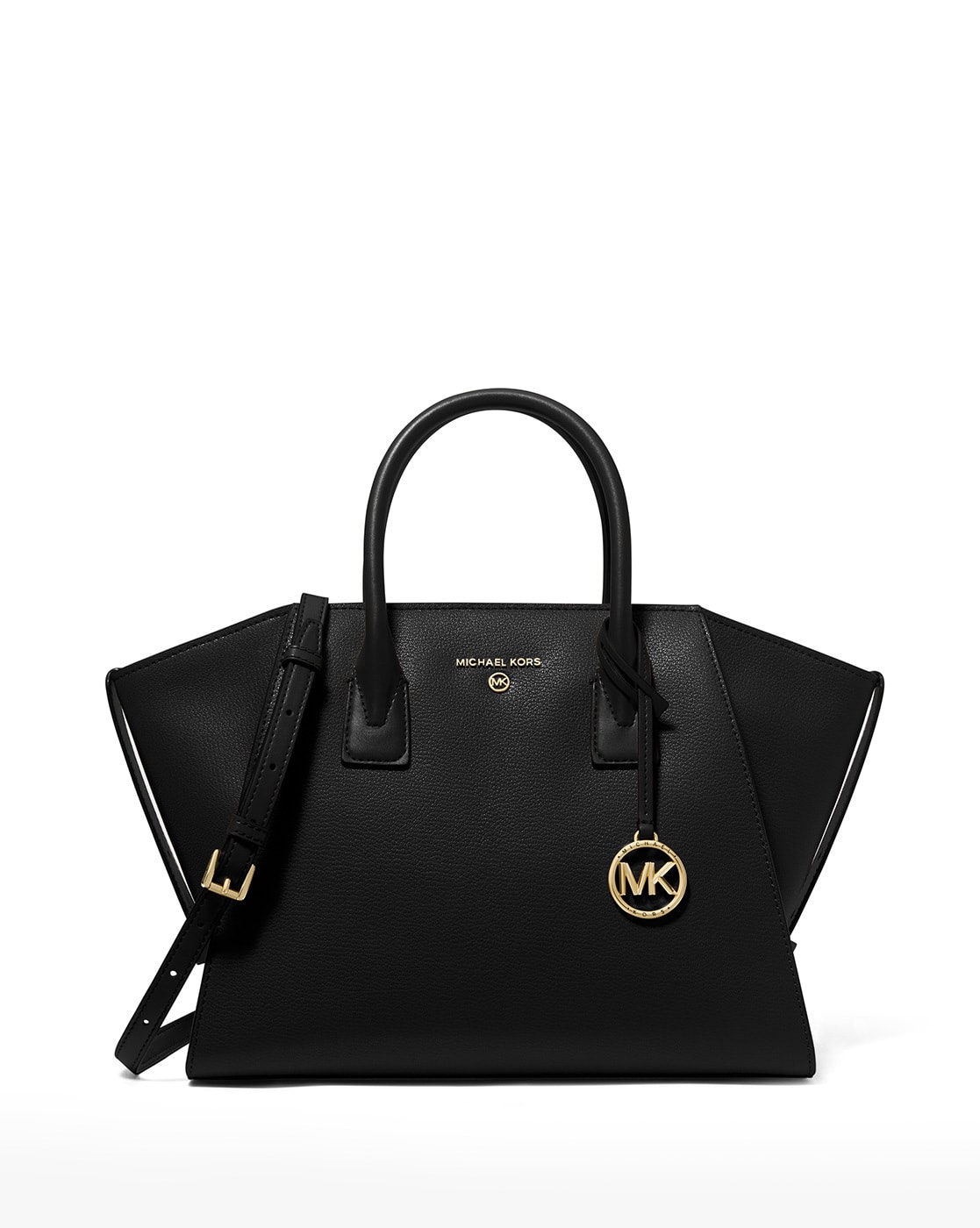 Buy Michael Kors Avril Large Leather Top-Zip Satchel | Black Color