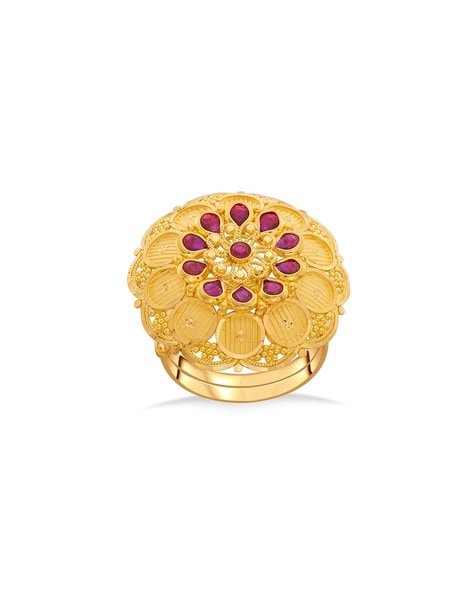 Pink Ruby Diamond Coin Pear Cocktail Ring