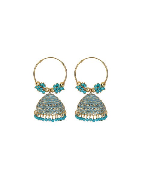 Kundan Earrings for Wedding- Light Blue by FashionCrab