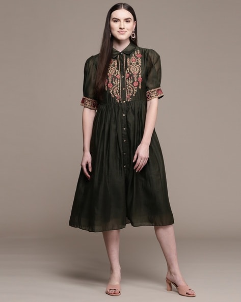Ritu Kumar Judith Ann Loose Silk Dress Printed in India – Style & Salvage