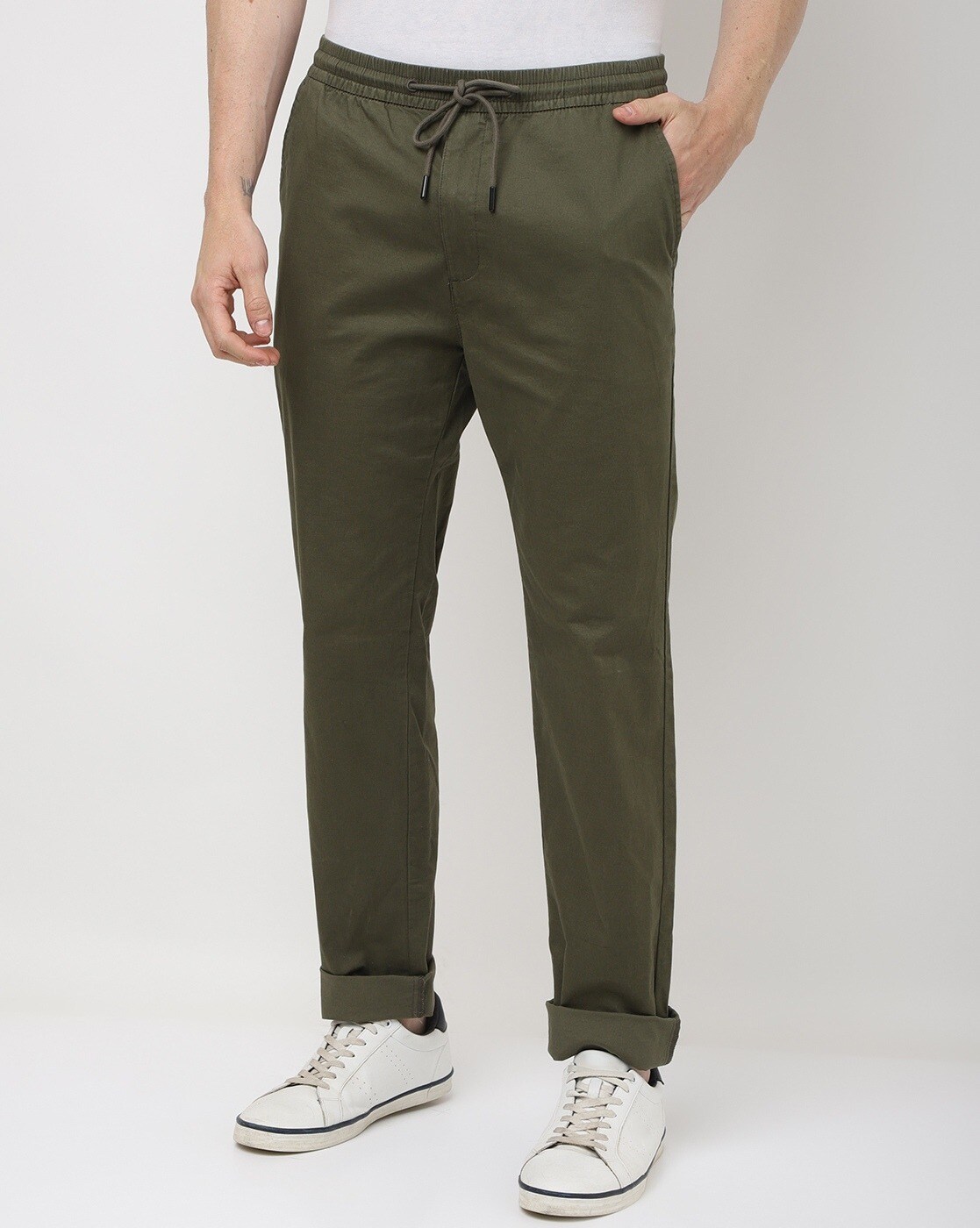 Folk Drawcord Trousers, Khaki