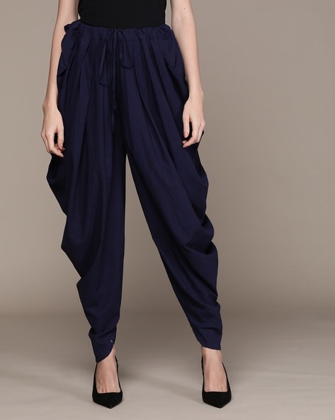 Dhoti Pants with Elasticated Drawstring Waist Price in India