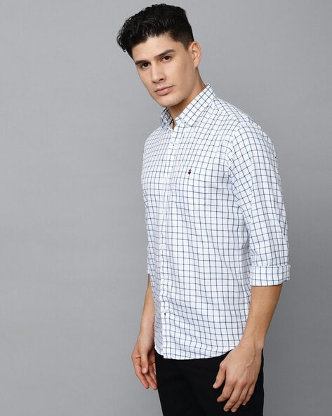 Louis Philippe Sport Men Checkered Casual White Shirt