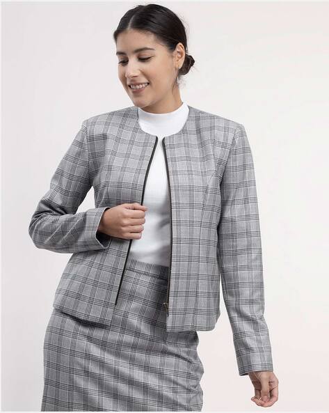 Grey checked 2025 jacket womens