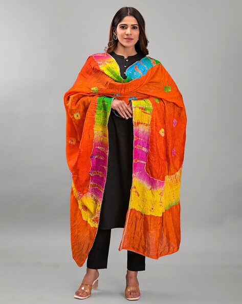 Tie & Dye Art Silk Dupatta Price in India