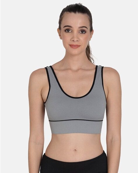 grey solid sports bra
