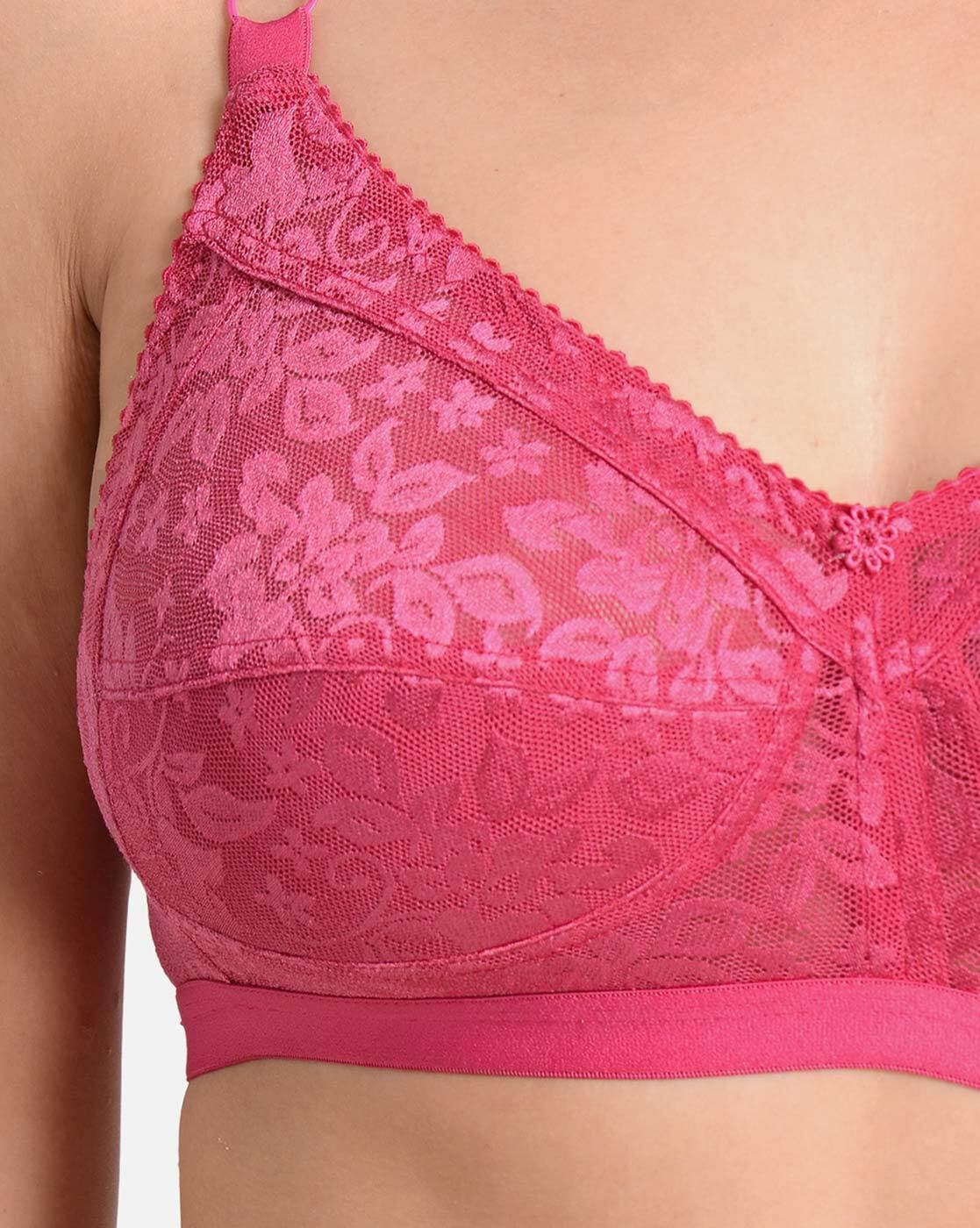Buy Alishan Pink and Beige Lace Minimizer Non Padded Bra Bra - 36C