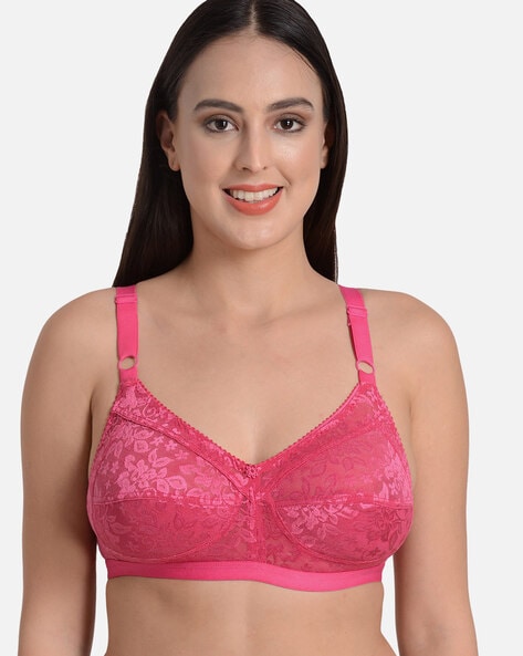 427 Women's Plus Size Full Coverage Sexy Lace Unpadded Underwire Bras  Minimizer Everyday Bra Pink - Pink / 32D