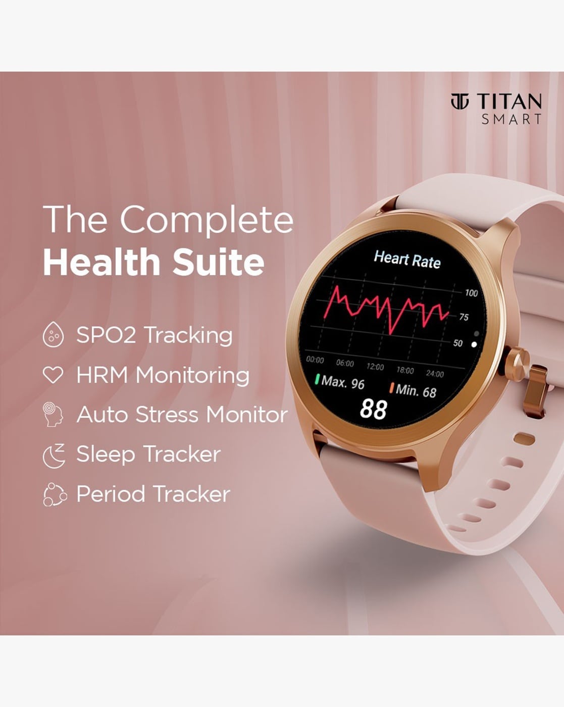 Buy TITAN SMART 90137AP02 Water Resistant Smartwatch Peach Color