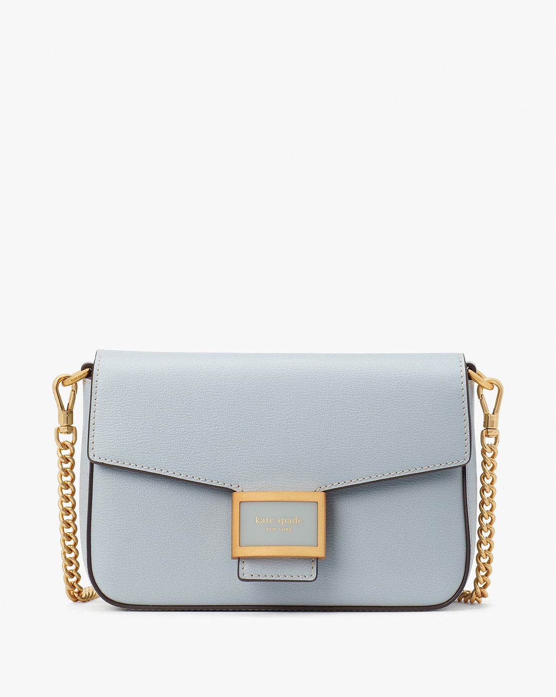 KATE SPADE Katy Textured Leather Flap Chain Crossbody Bag For Women (Blue, OS)