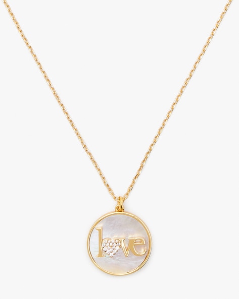 Buy KATE SPADE Lucky Charm Love Pendant Chain | Gold-Toned Color ...