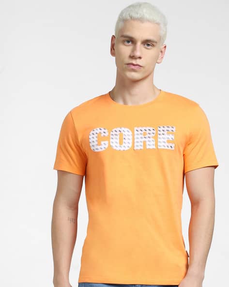 Jack & Jones Regular Fit Typographic Print Crew-Neck T-Shirt