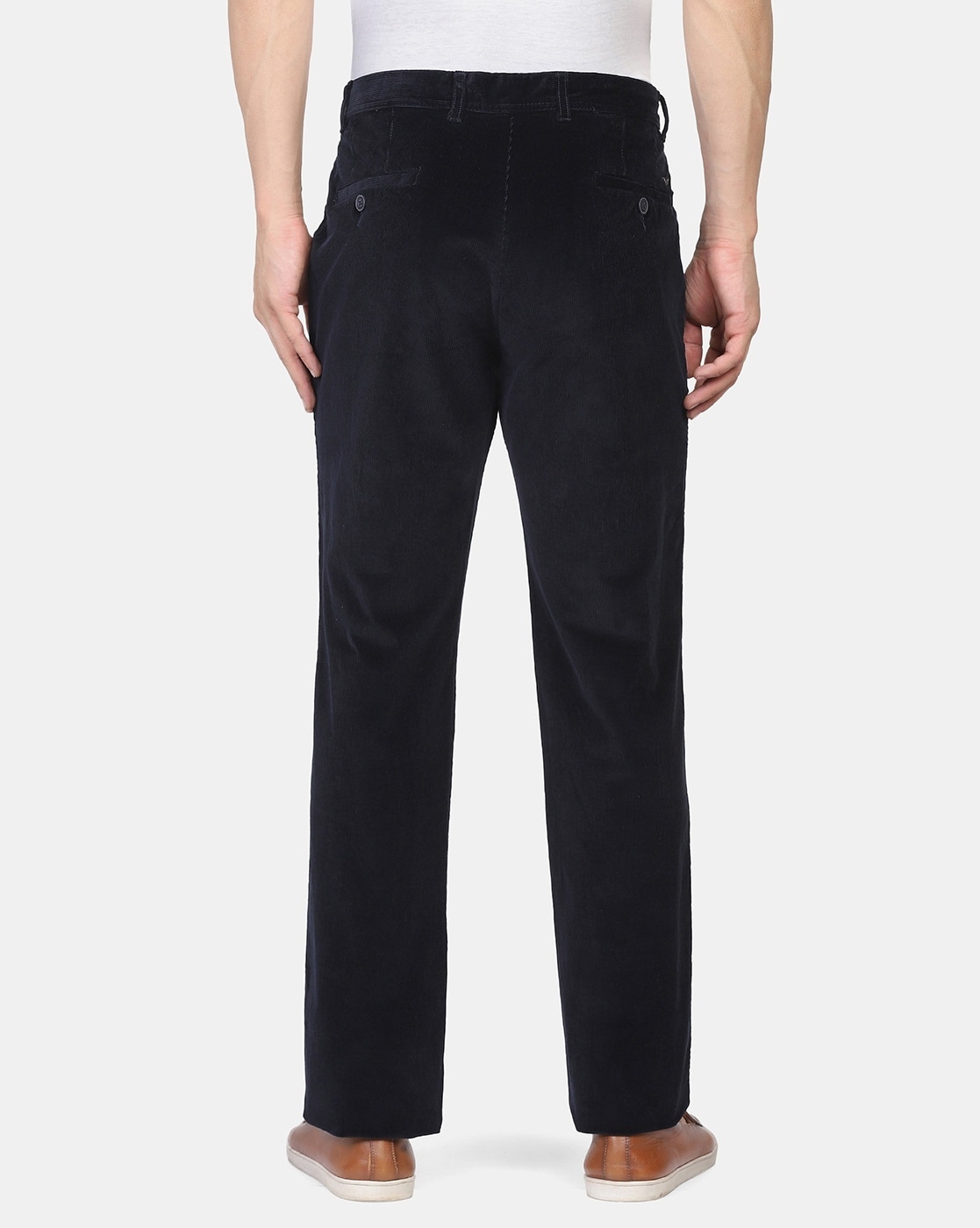 Buy Peter England Men Beige Solid Regular Fit Casual Trouser online