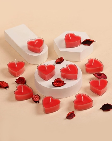 Heart Shape Fragrance Tealight Candle ( Pack Of 10 )