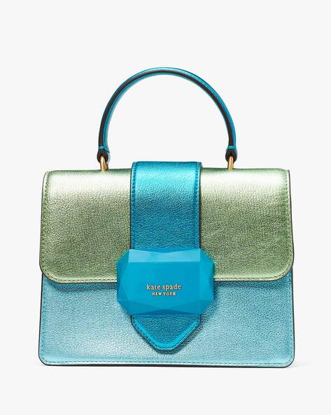 Prada Cahier Floral Straw Blue in Calfskin with Bronze-tone - US