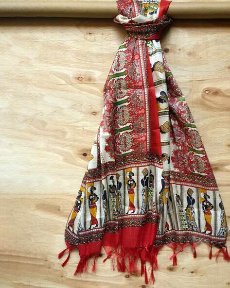 Tribal Print Dupatta with Tassels Price in India
