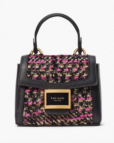 Buy KATE SPADE Katy Tweed Micro Crossbody Bag, Black & Pink Color Women