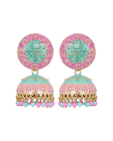 Buy Thread Earrings Assorted Colors Large Size Style Light Blue Colors  Online in India - Etsy