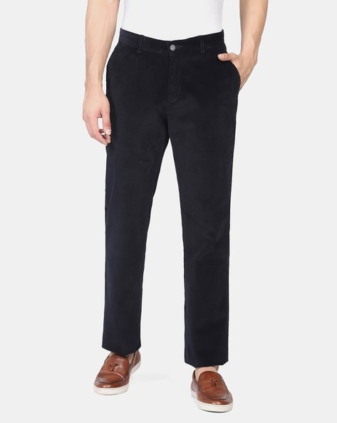 Men Straight Leg Corduroy Pants Soft Flat Front Trousers Regular Fit Retro  Slim | eBay