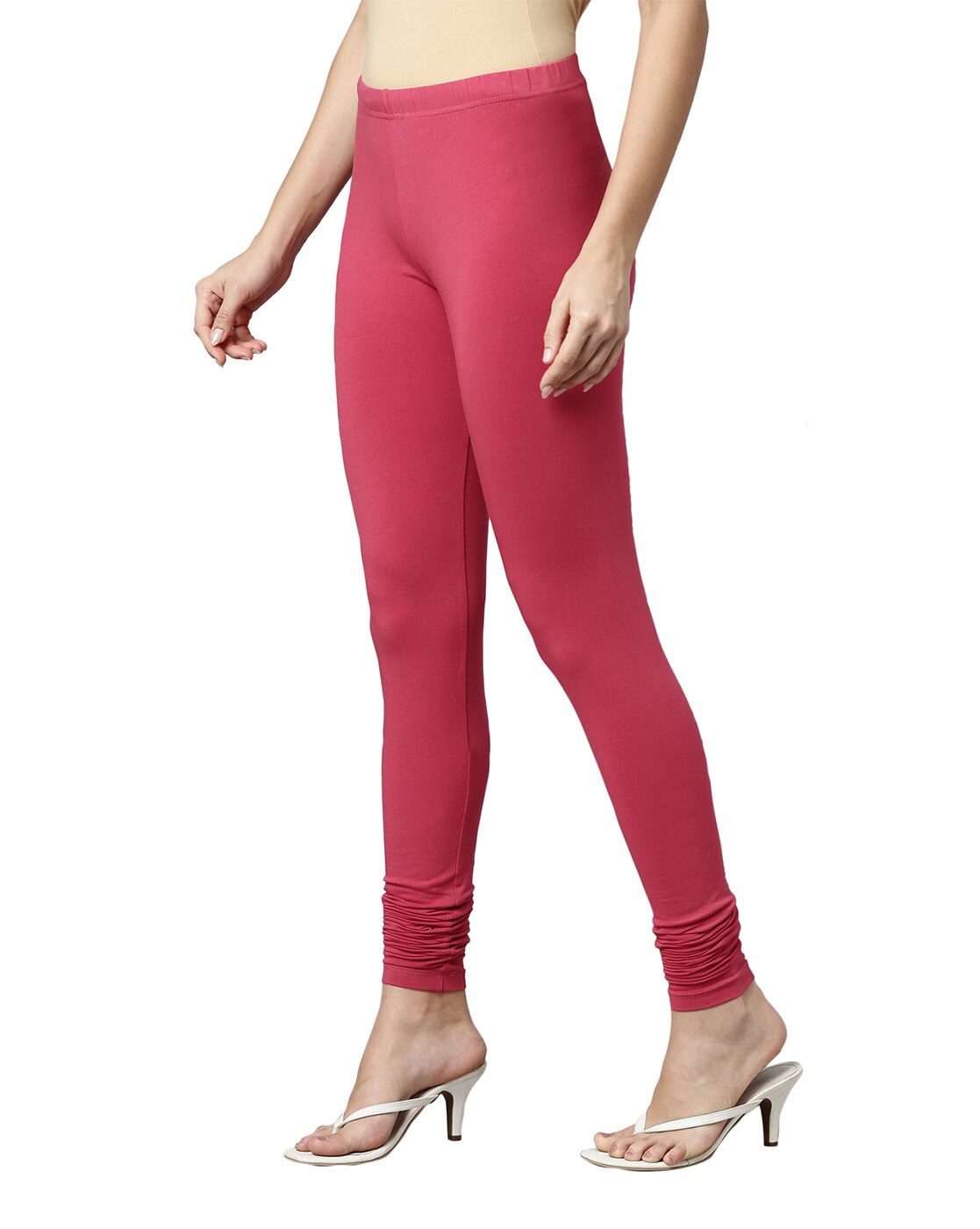 Buy Pink Leggings for Women by GO COLORS Online