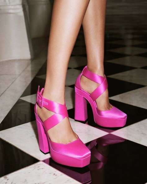 Hot pink chunky heels new arrivals