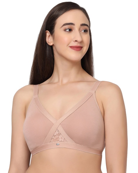 Buy SOIE Women's Full Coverage Non-Padded Non-Wired Lace Bra with