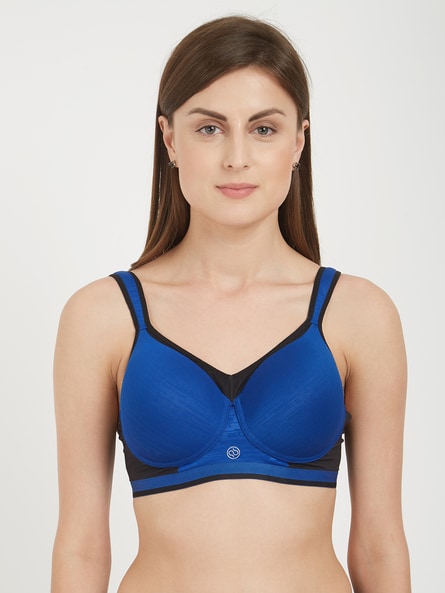 Buy SOIE Womens Colour Block Padded Non Wired Sports Bra