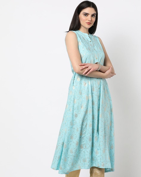 Foil Print A-Line Kurta