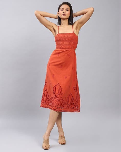 LABEL RITU KUMAR Embroidered Fit & Flare Dress