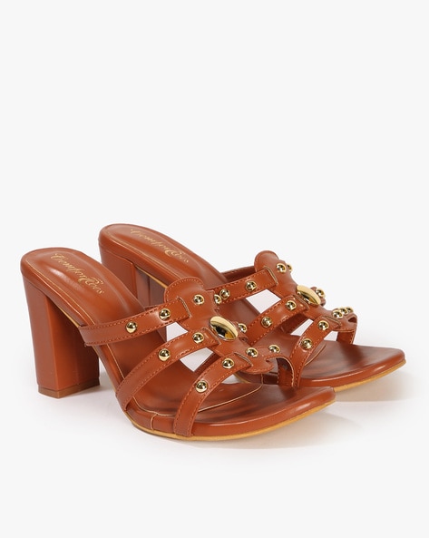 Steve Madden Libera studded sandals in tan | ASOS