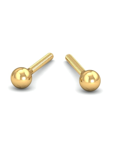 Massete Solid Gold Ball Stud Earrings – Screwback Design for All Ages