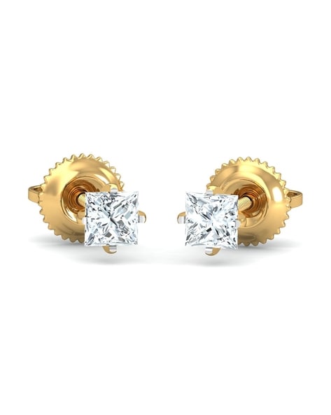 18K Gold Glistening Single Stone Diamond Stud Earrings – atjewels.in