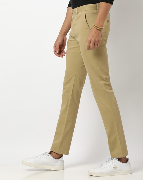 Buy Beige Colour Cotton Trousers for Women | Regular Fit Trousers – Naariy