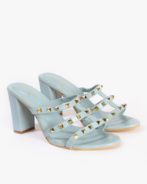 Studded Strappy Block Heeled Sandals