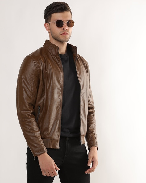 New Tan Leather Jacket Men Biker Moto Pure Lambskin Slim Size S M L XL XXL  | eBay
