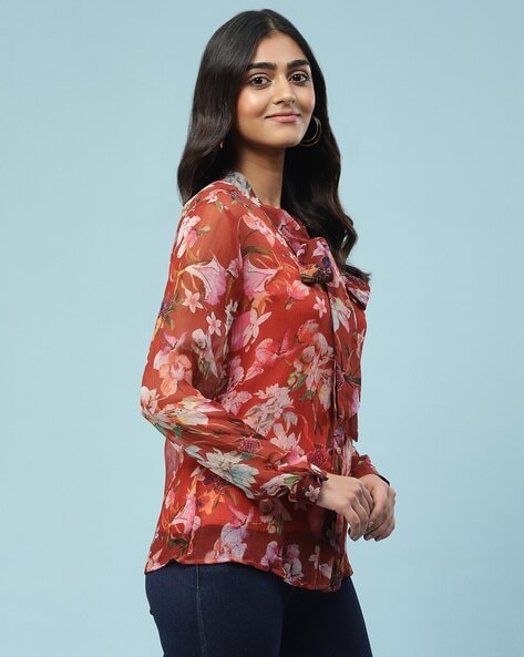 Floral Print Shirt with Camisole