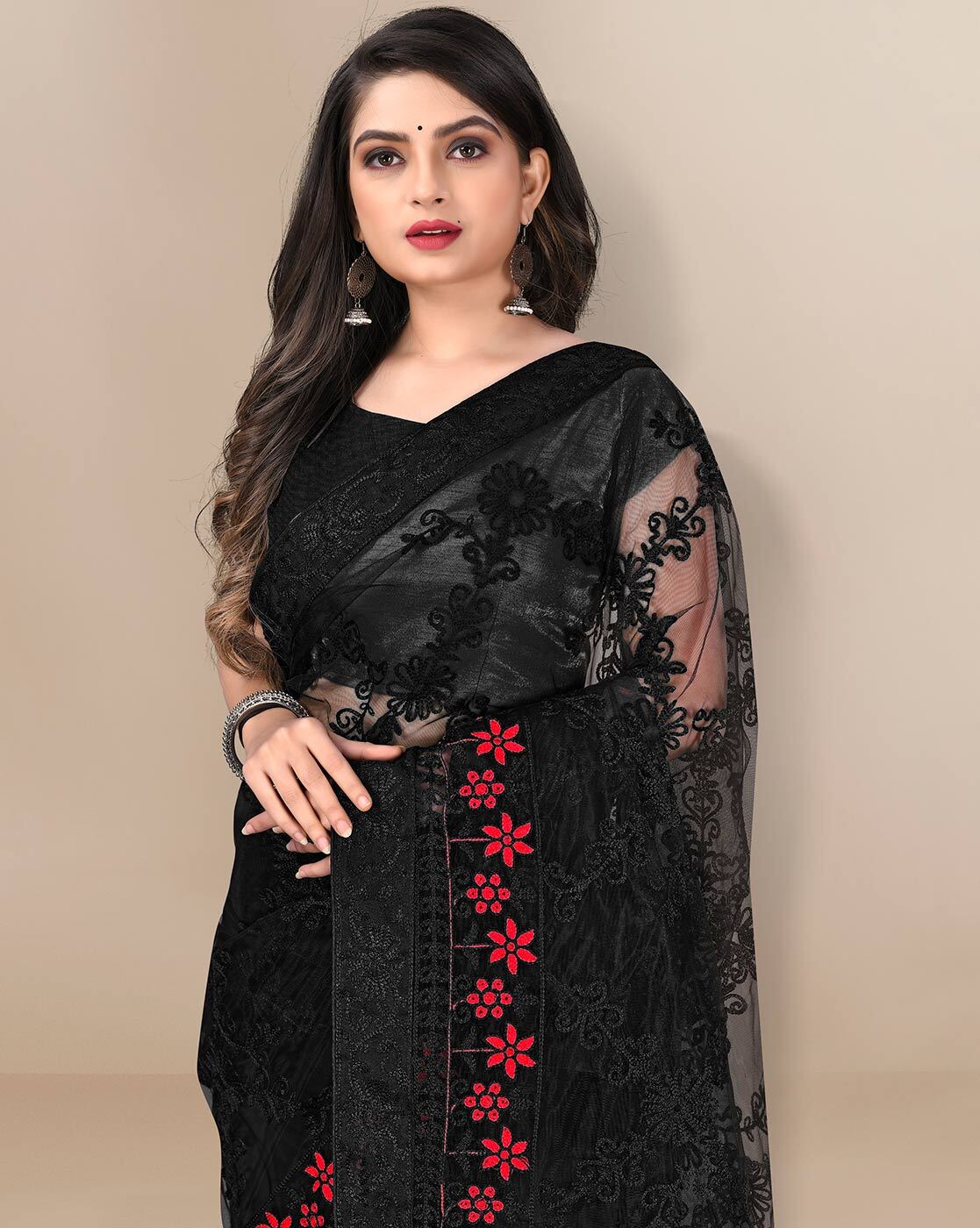 Black Net Embroidered Squance Work Saree Latest Collection 2023 - Salai  Karai