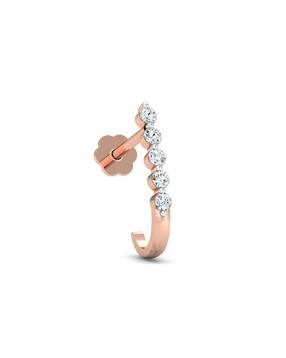 kuberbox Rose Gold Diamond-Studded Aalamb J Shaped Nosepin-picture-19