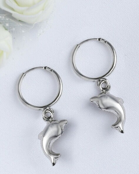 John Greed Signature Children's Silver Enamel Dolphin Stud Earrings