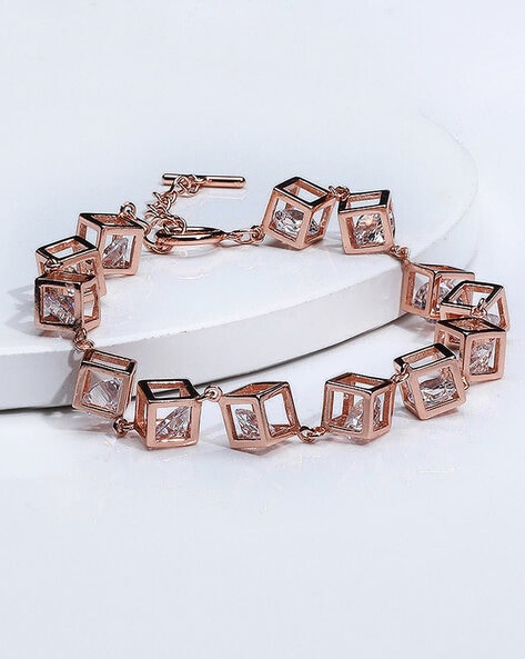 Rose Gold Rose Crystal Bracelet | Classy Women Collection-sonthuy.vn