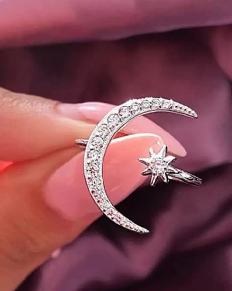 Crescent Moon Ring 925 Sterling Silver | Musemond