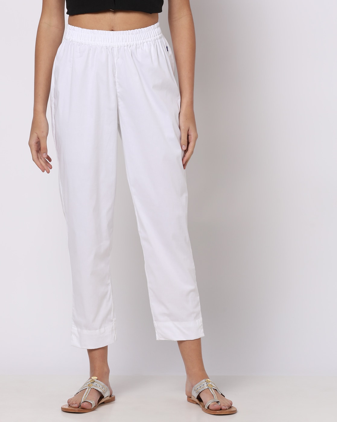 70s White Button Fly High Waisted Pants - Small, 25.5