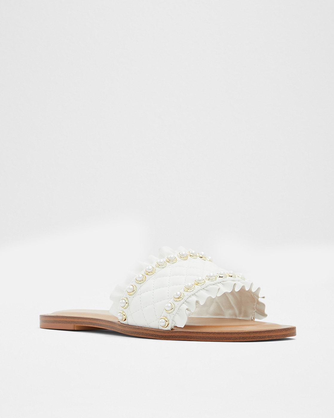 Pearl embellished flat sandals hot sale