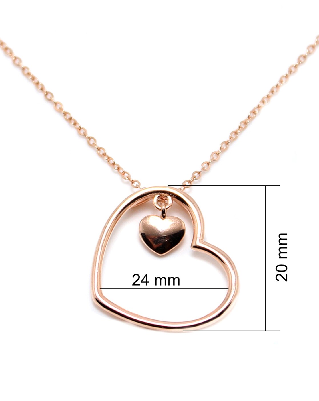 rose gold heart pendant with link chain