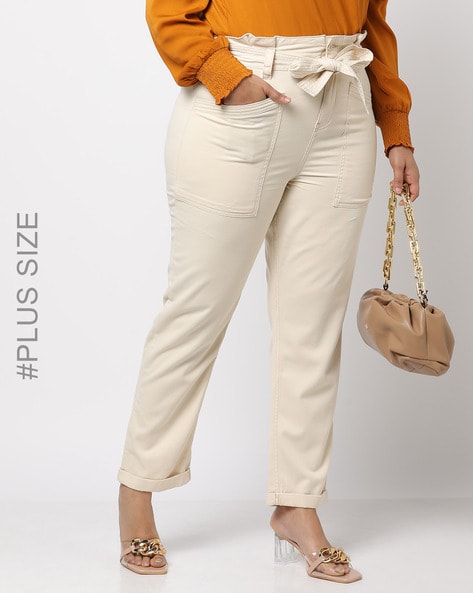 24Hour Fashion Women Cotton Lycra Plus Size Trousers PantsJumbo Trouser  Pant for Women with Pockets