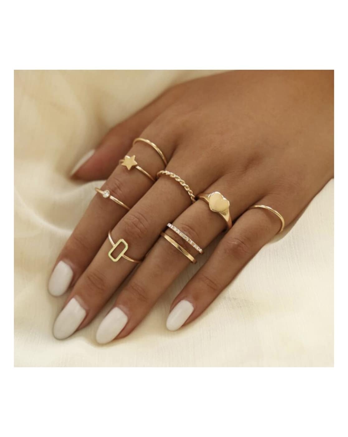 Thrillz Ring For Girls Golden CZ Multi Deisgns Boho Finger Ring For Women Ring  Set Alloy Gold Plated Ring Set Price in India - Buy Thrillz Ring For Girls  Golden CZ Multi