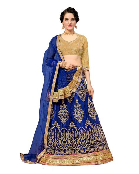 Buy Blue Cotton Embroidered And Printed Parveen Botanical & Lehenga Set For  Women by Gulabo Jaipur Online at Aza Fashions.