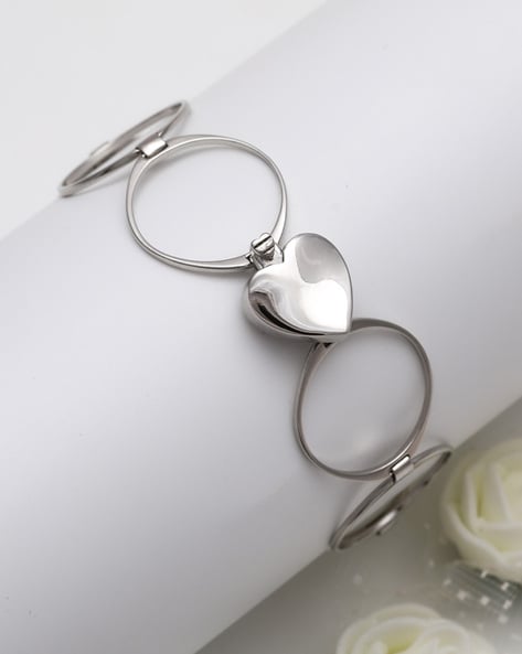 925 Sterling Silver Supple Heart Bracelet