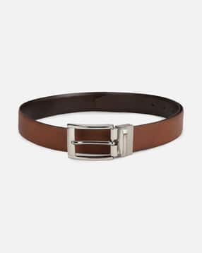 Reversible Leather Belt with Buckle Closure-image-7