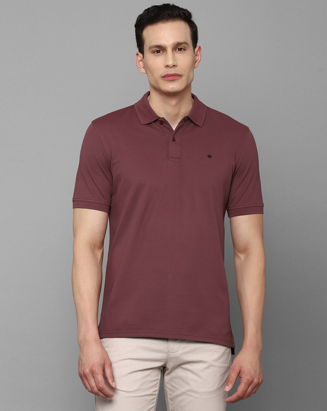 Louis Philippe Polo T-Shirts : Buy Louis Philippe Men Maroon Stripe Polo  Neck T-shirt Online
